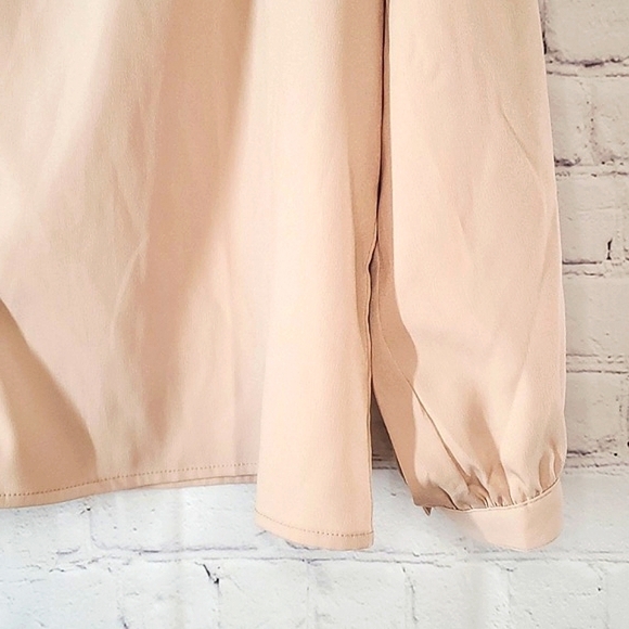 Banana Republic Beige Neutral Tone Satin Statement Sleeve Button Down Top Size M - Picture 5 of 15